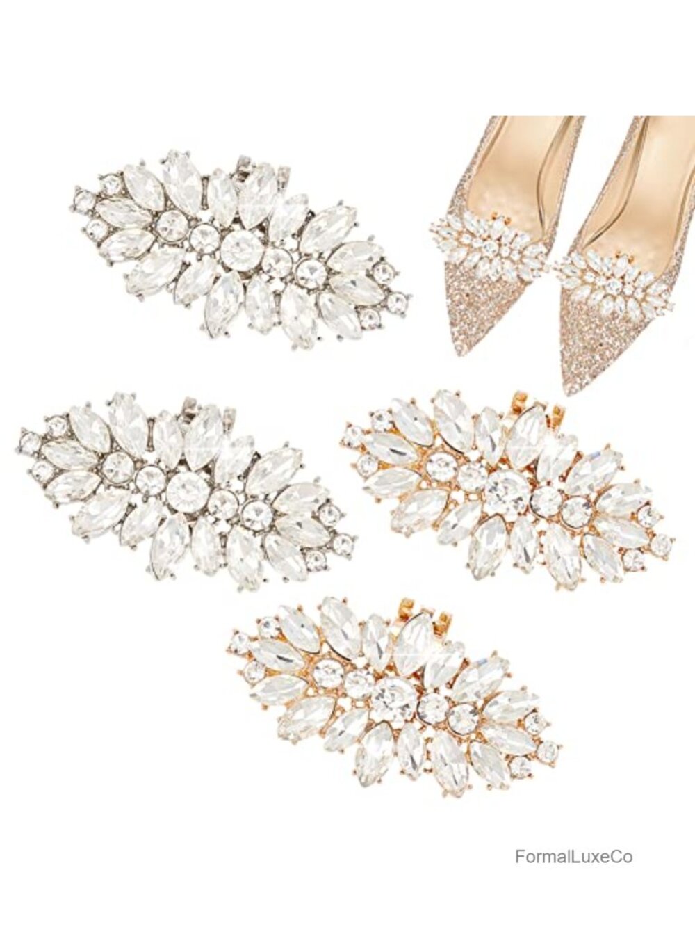 Rhinestone Horse Eye Shoe Clips Metal Buckle Clips Shoe Decor